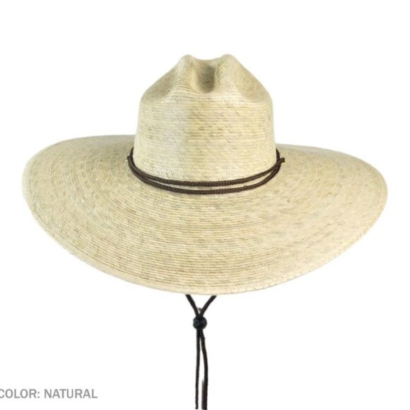 Tula Lifeguard Palm Straw Sun Hat S/M Unisex UPF 50+ Protect Chinstrap Wide Brim - Picture 2 of 13